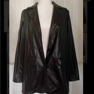 Women's Black Faux Leather Oversized Coat/Jacket ~ Size M
